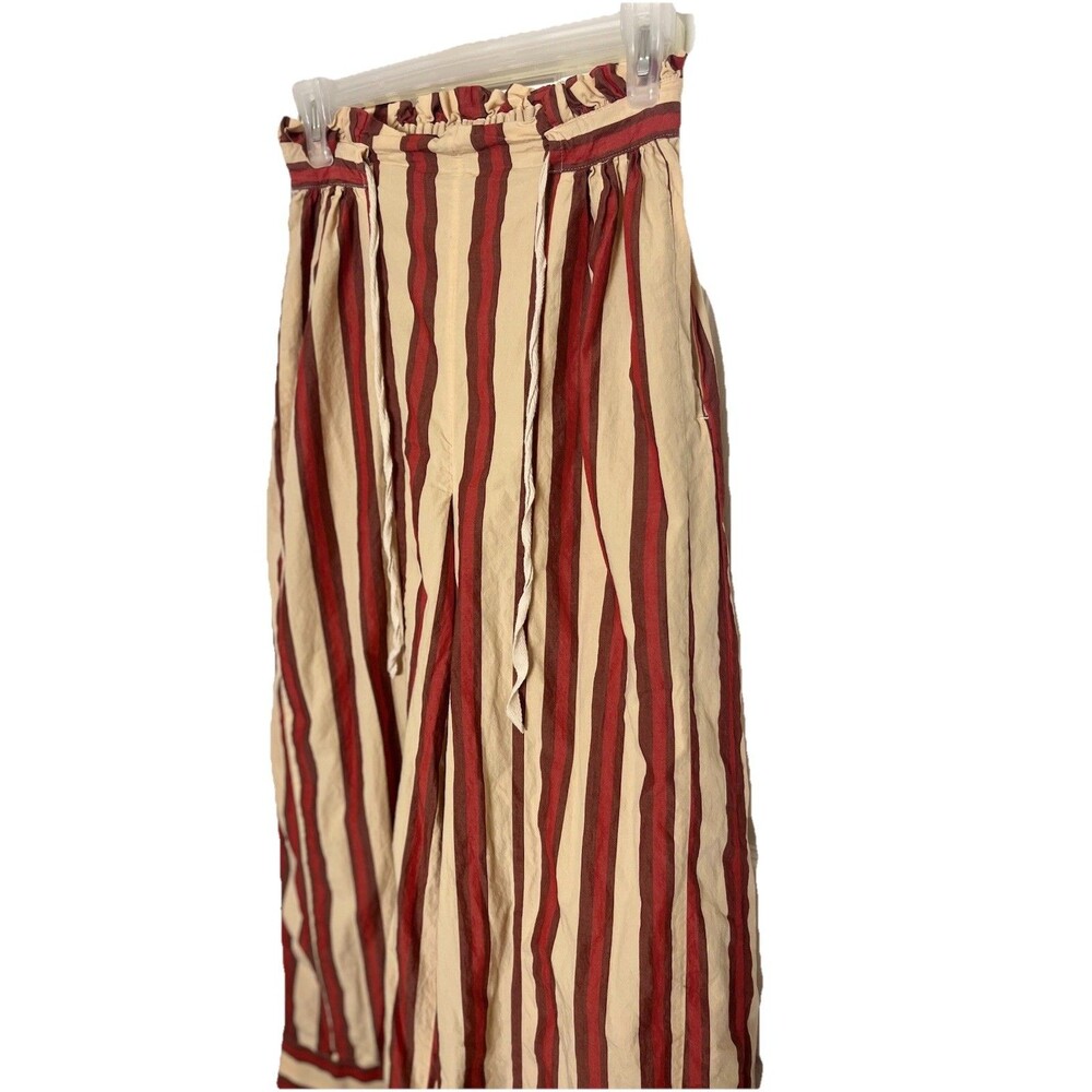 Free People Free est Solara Pants Striped Printed Mid-rise Wide-leg Pockets S - Picture 5 of 13